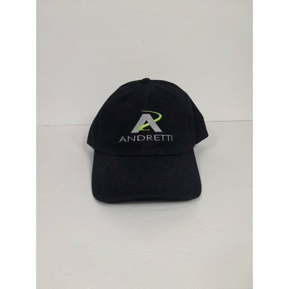 Vtg ANDRETTI Racing Hat Strapback Cap Black Cotton Blend Embroidered Logo